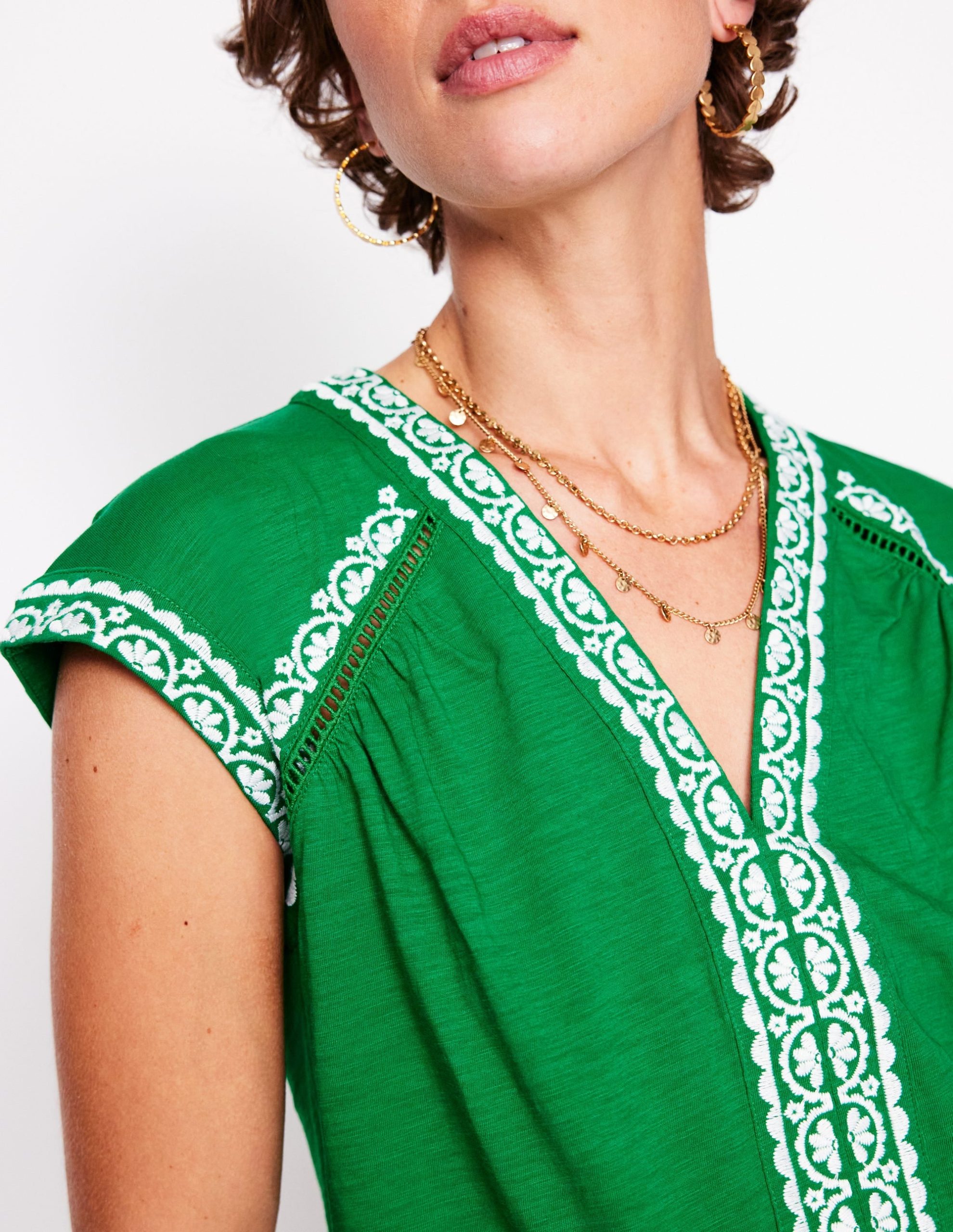 Hazel Cotton Embroidered Top-Rich Emerald - Image 2
