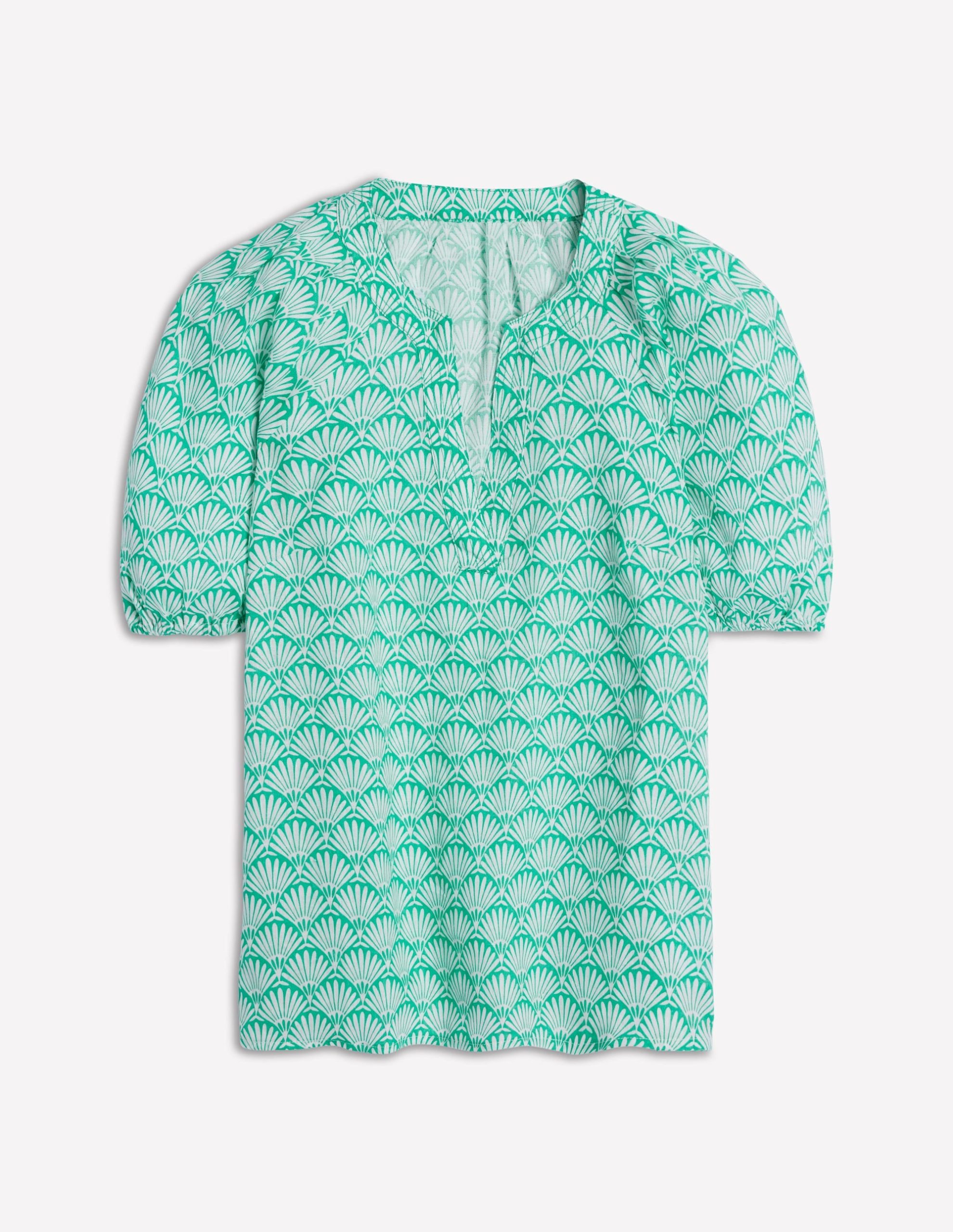 Brooke Linen Top-Aquamarine. Deco Palm - Image 6