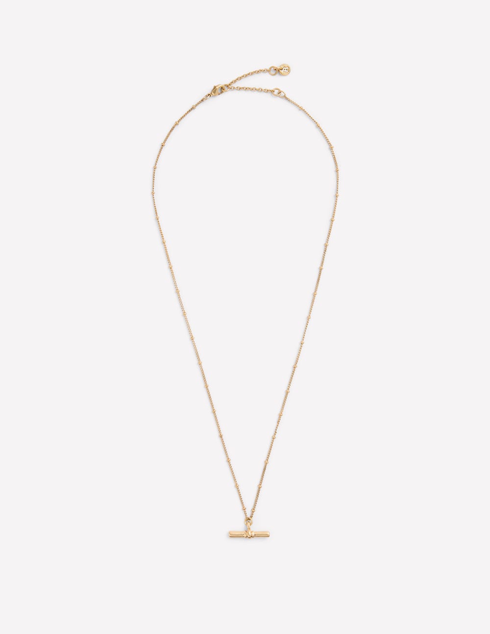 Fine T-bar Pendant Necklace-Gold Colour