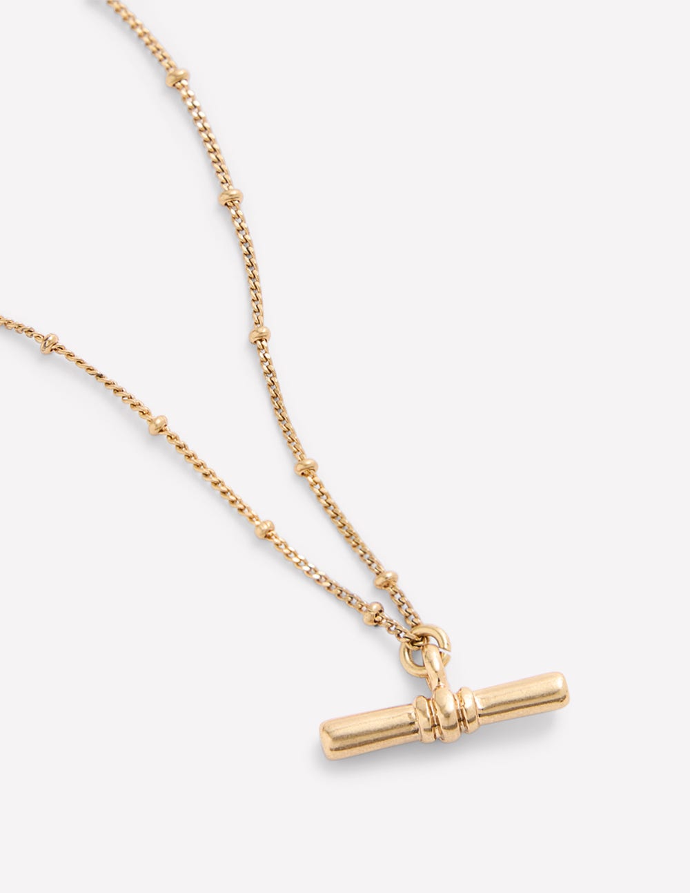 Fine T-bar Pendant Necklace-Gold Colour - Image 4