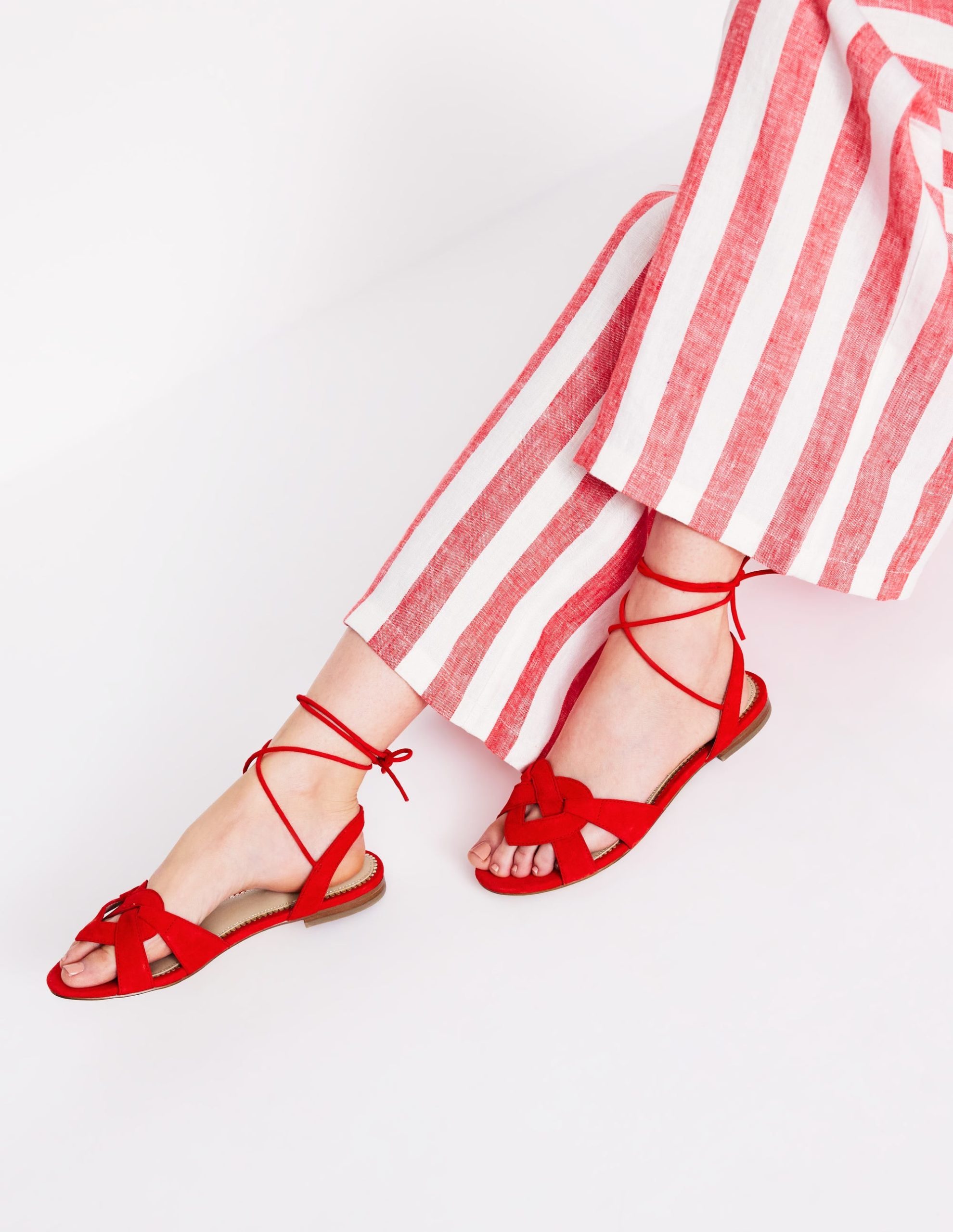 Heart Detail Flat Sandals-Post Box Red - Image 2