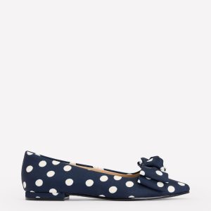 Chisel Toe Ballet Flat-French Navy. Abstract Dot