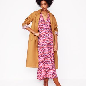 Kristen Pleated Jersey Dress-High Risk Red. Ornate Blossom