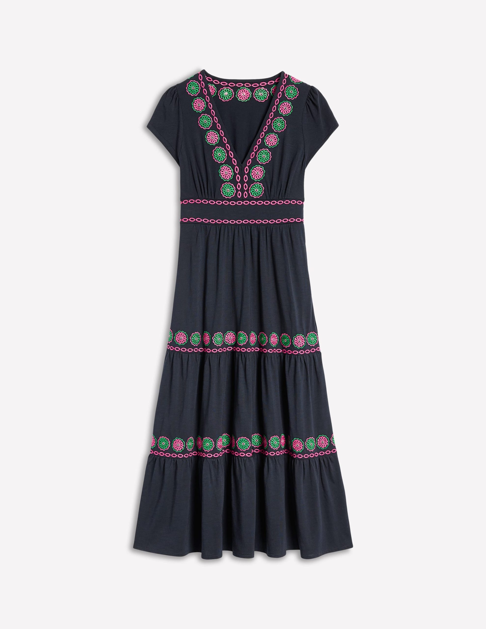 Eloise Embroidered Midi Dress-Navy - Image 6