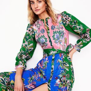 Mia Tiered Shirt Dress-Multi. Botanica Terrace