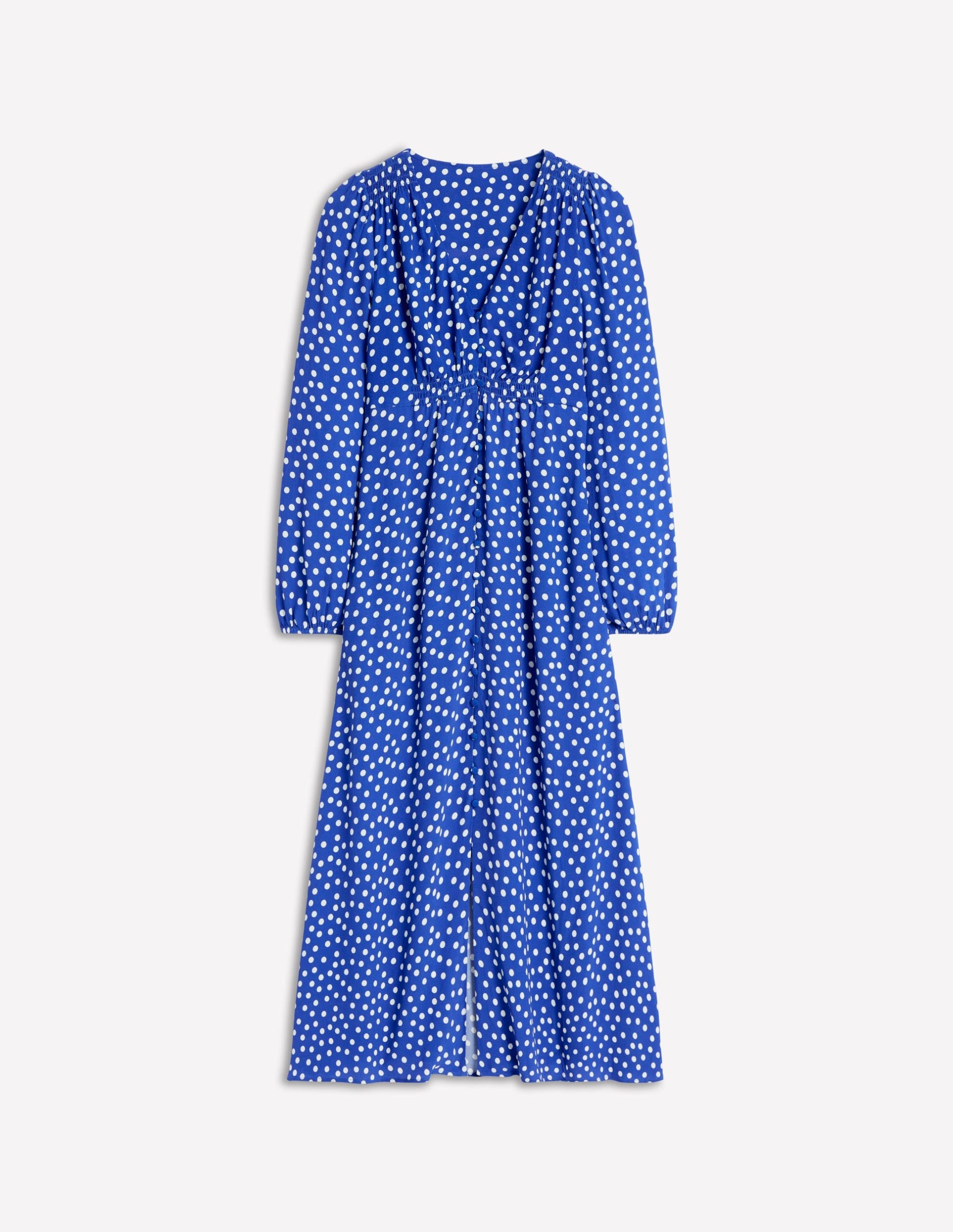 Cynthia Button Tea Dress-Bright Blue. Abstract Dot - Image 6