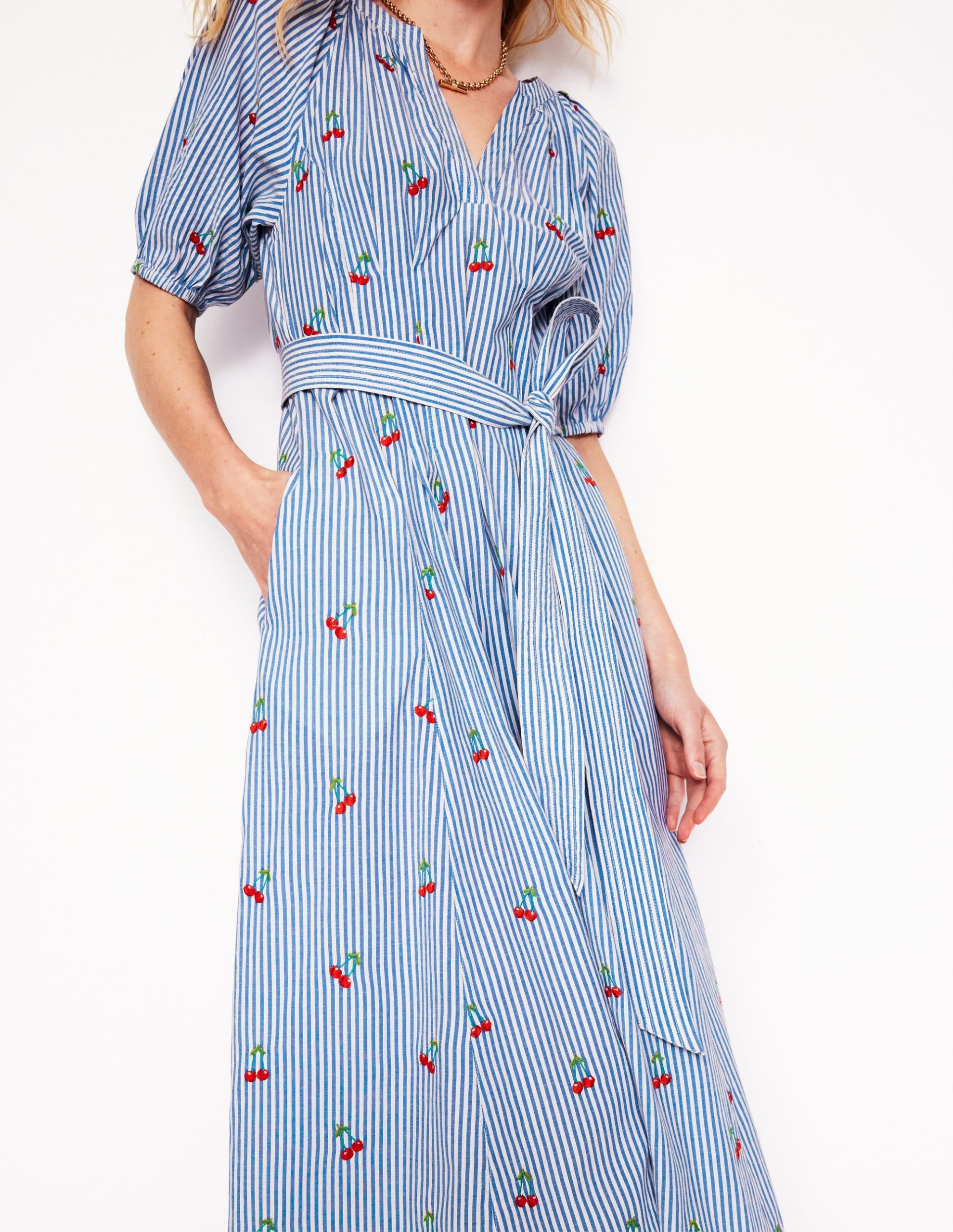 Bria Embroidered Midi Dress-Cherries Embroidery - Image 2