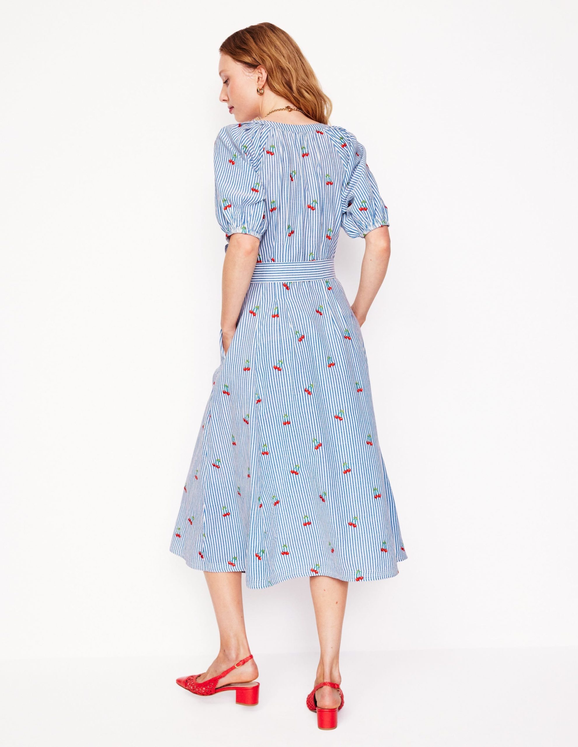 Bria Embroidered Midi Dress-Cherries Embroidery - Image 3