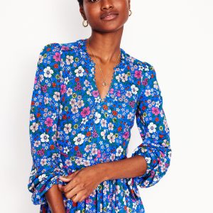 Maeve Trim Jersey Midi Dress-Gallery Blue. Blossom Scatter