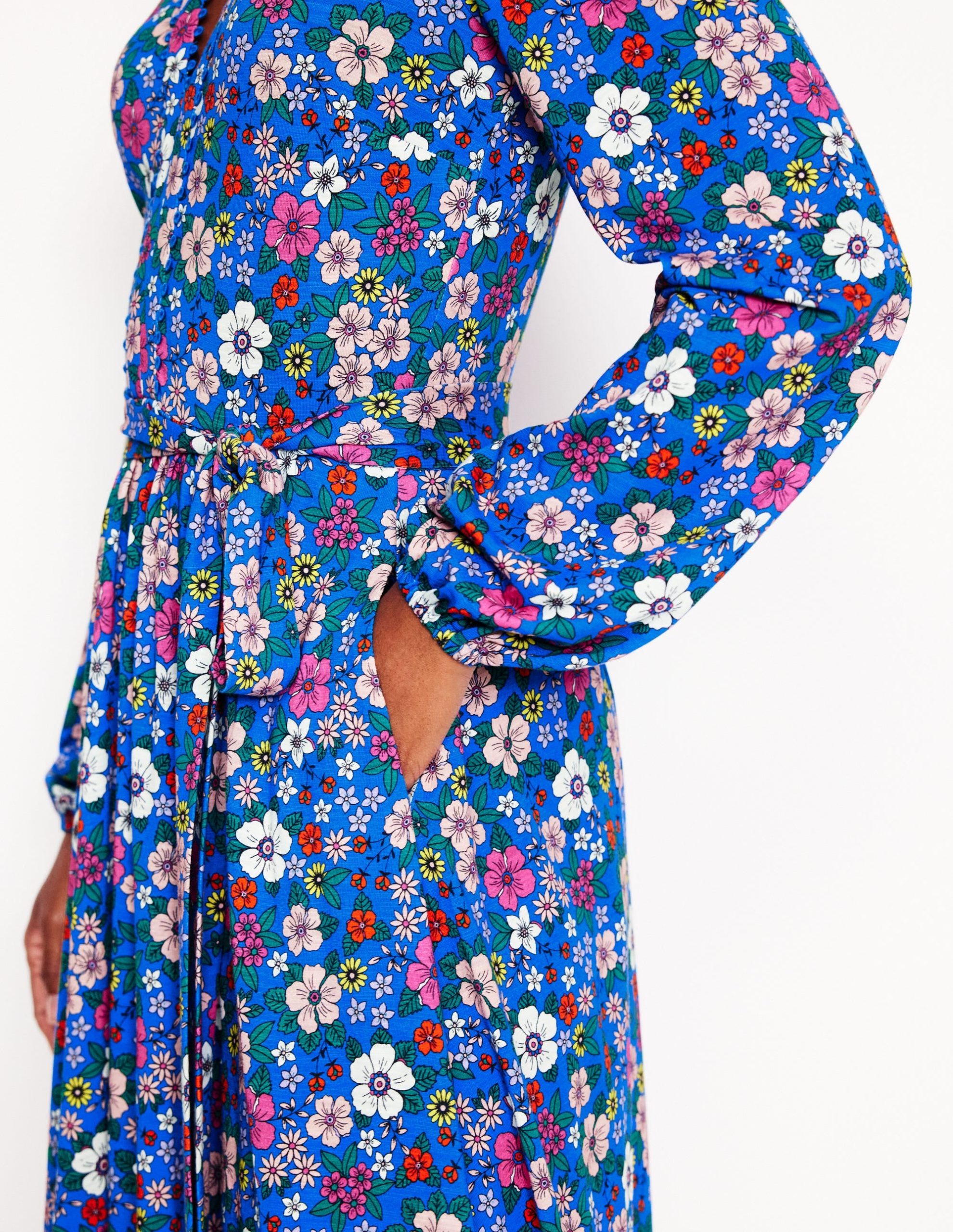 Maeve Trim Jersey Midi Dress-Gallery Blue. Blossom Scatter - Image 2