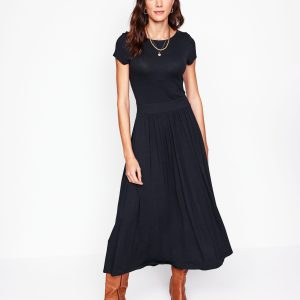Melanie Jersey Midi Dress-Black