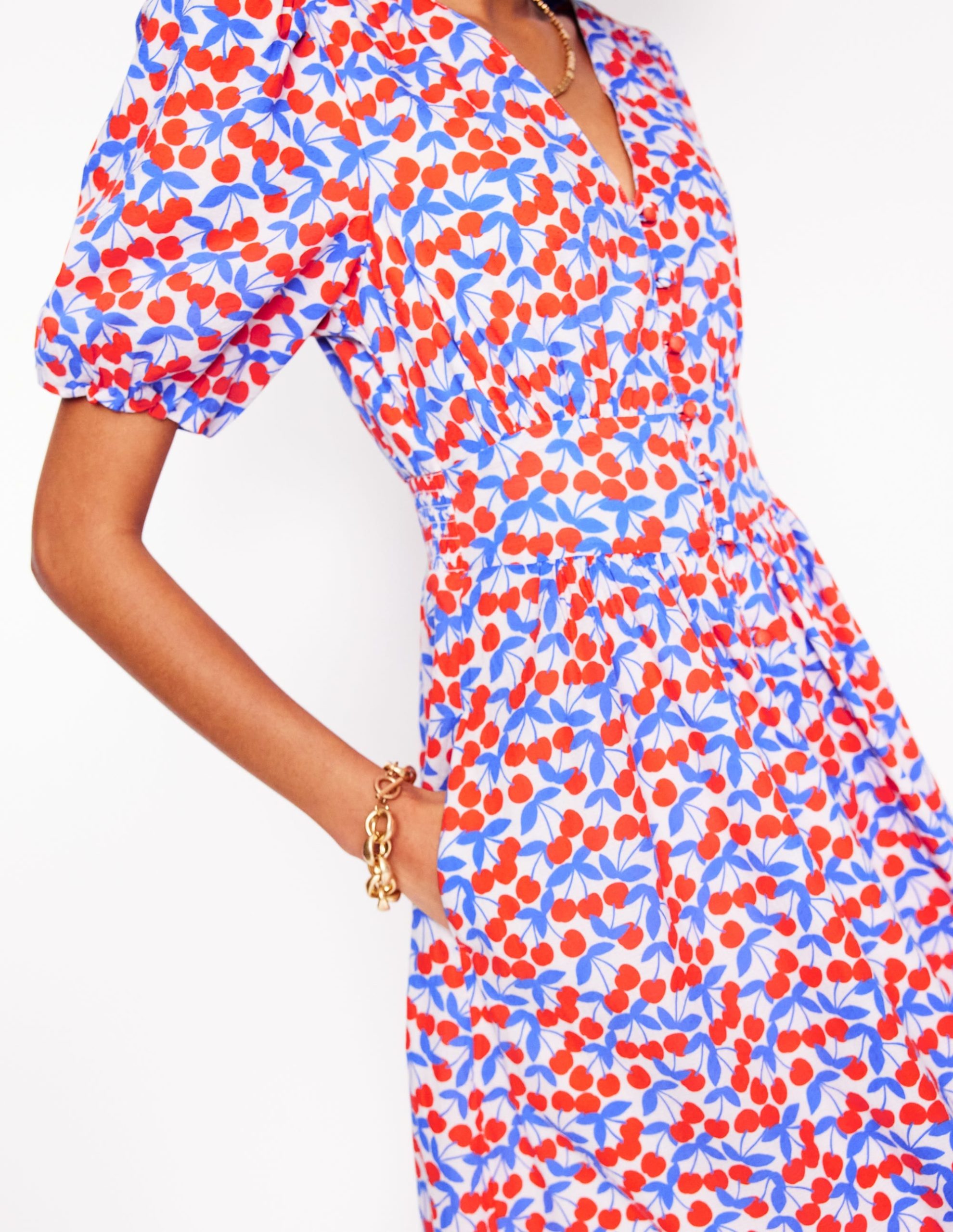 Lillian Cotton Midi Dress-Chalk Pink. Cherry Cascade - Image 3