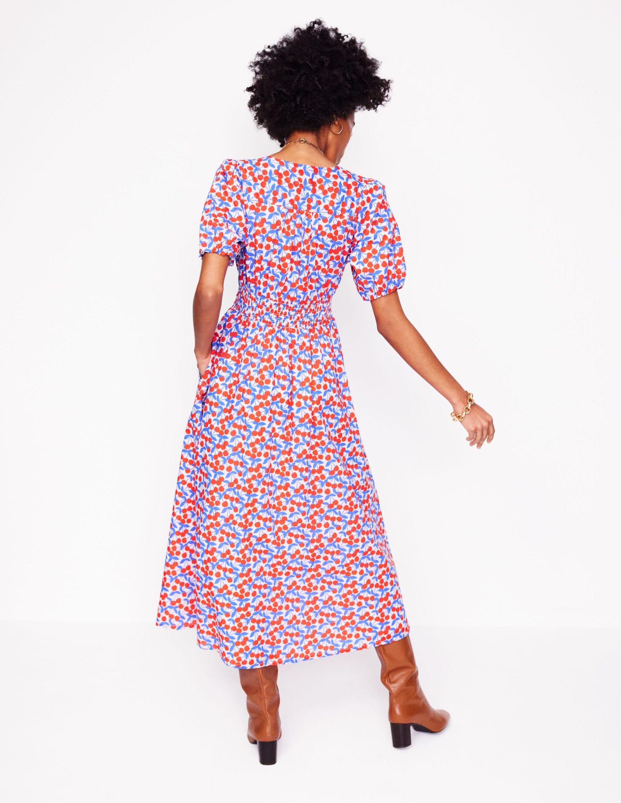 Lillian Cotton Midi Dress-Chalk Pink. Cherry Cascade - Image 4