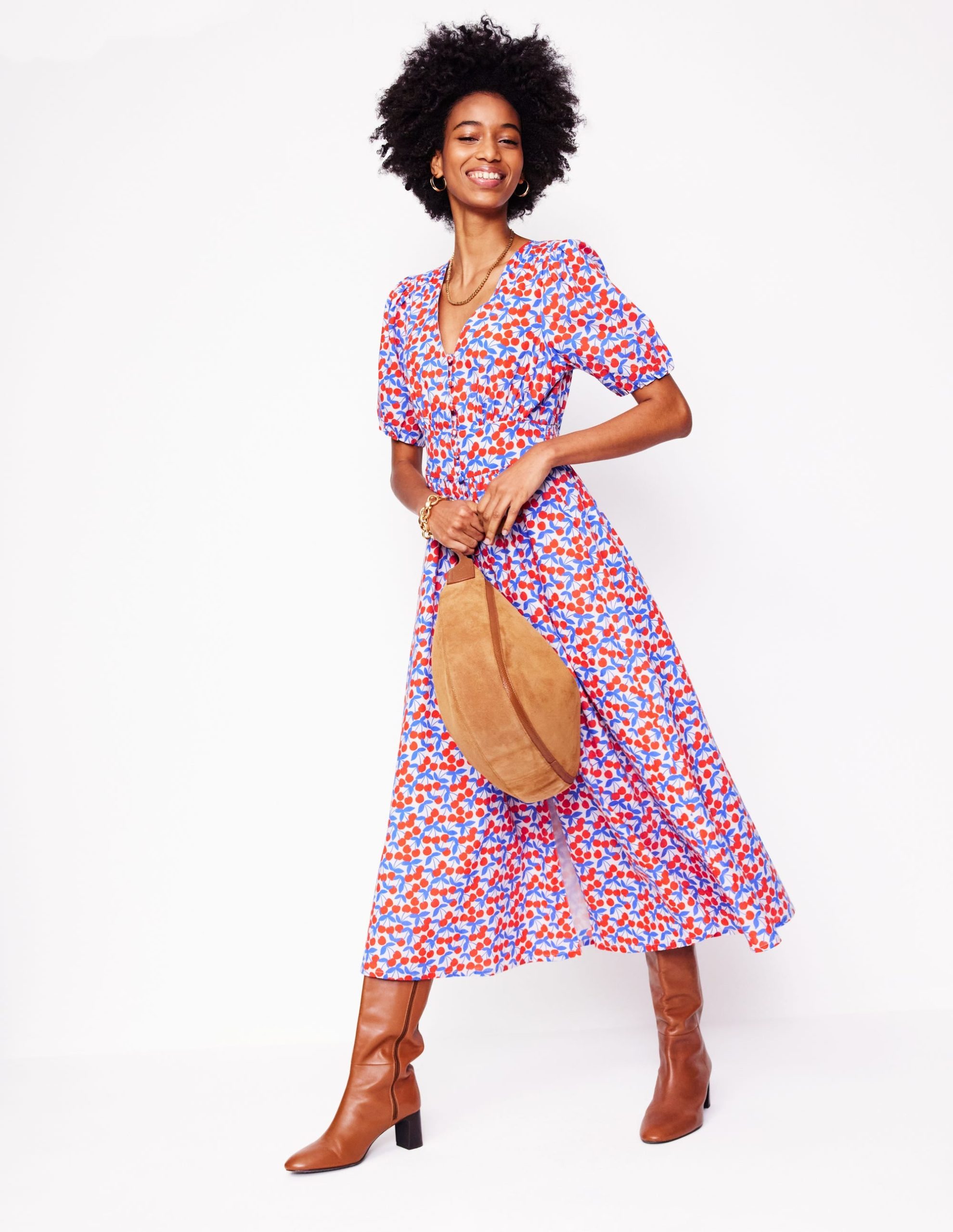 Lillian Cotton Midi Dress-Chalk Pink. Cherry Cascade - Image 5