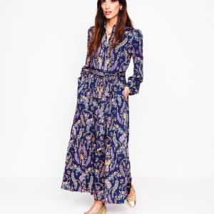 Willow Tiered Jersey Dress-French Navy.Enchanting Peacock
