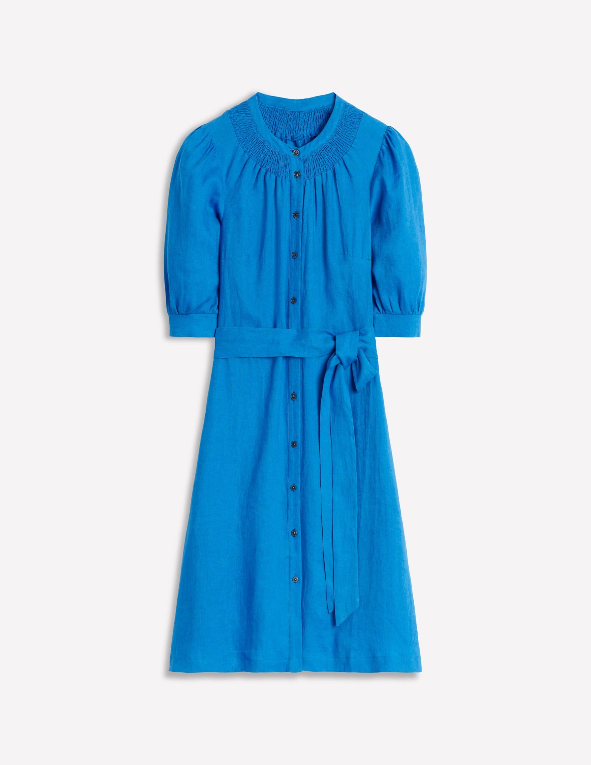 Ada Linen Short Dress-Cerulean blue - Image 5