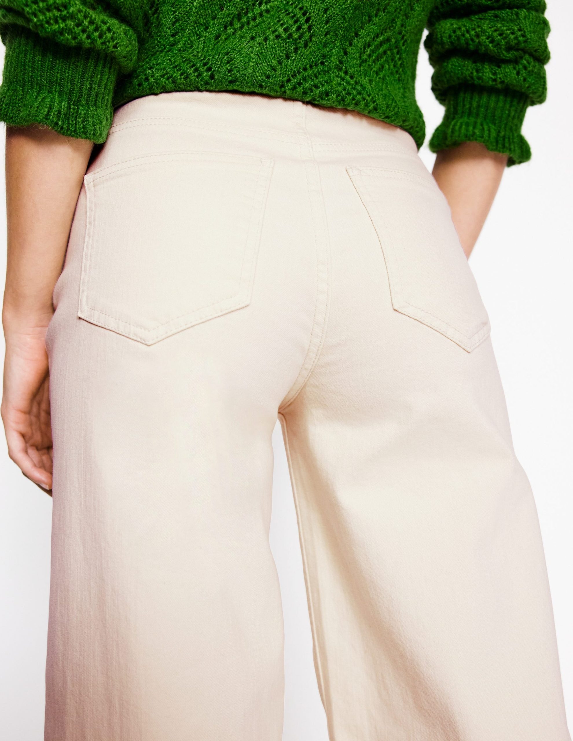 High Rise Wide Leg Jeans-Ecru - Image 7