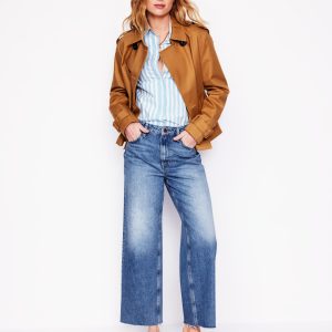 High Rise Straight Crop Jeans-Light Vintage Frayed