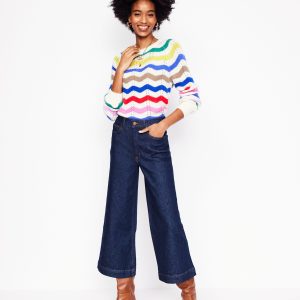 High Rise Wide Crop Jeans-Indigo Rinse