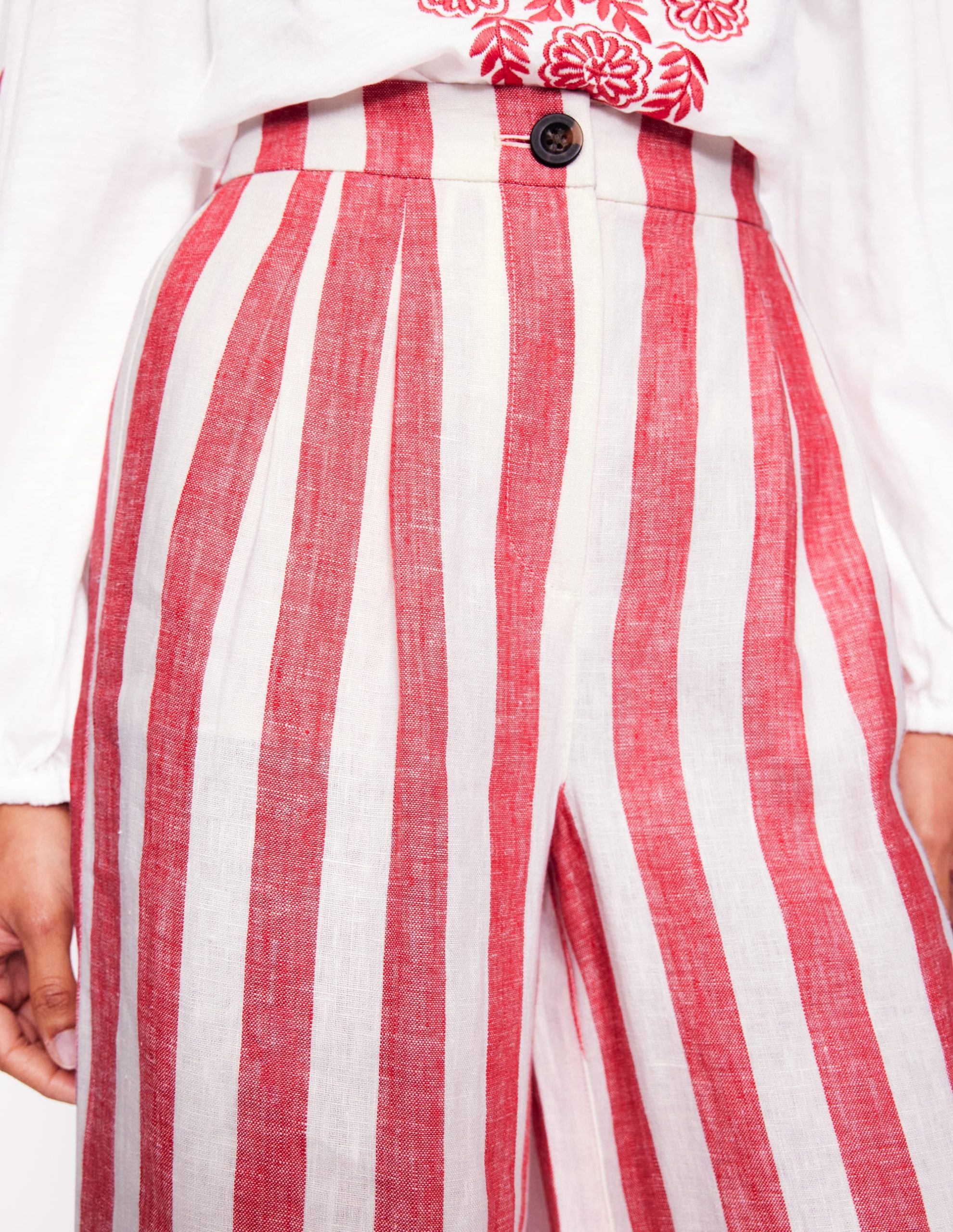 Dulwich Linen Pants-Strawberry Tart Red Stripe - Image 3