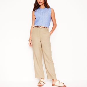 Westbourne Crop Linen Pants-Oatmeal