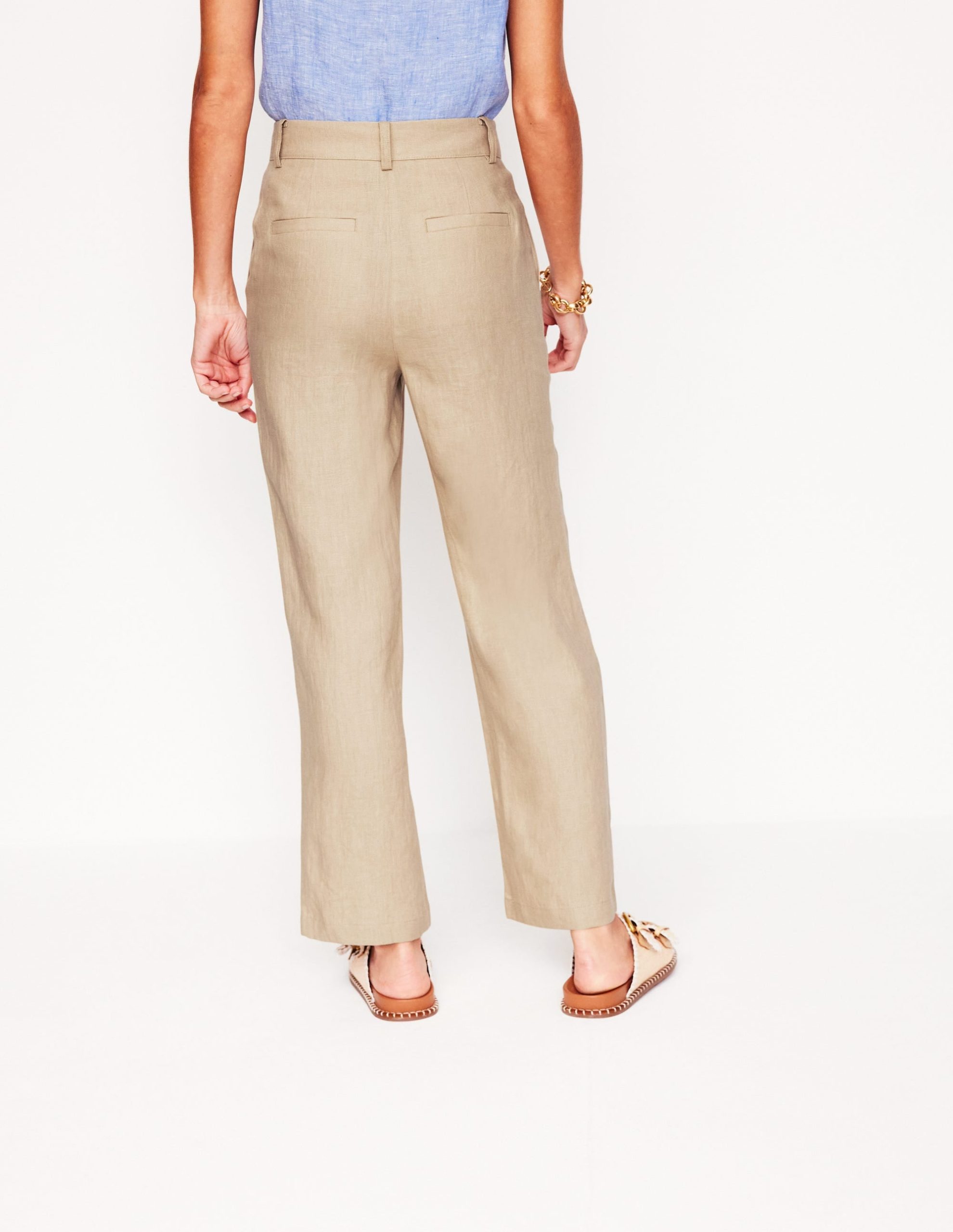 Westbourne Crop Linen Pants-Oatmeal - Image 5