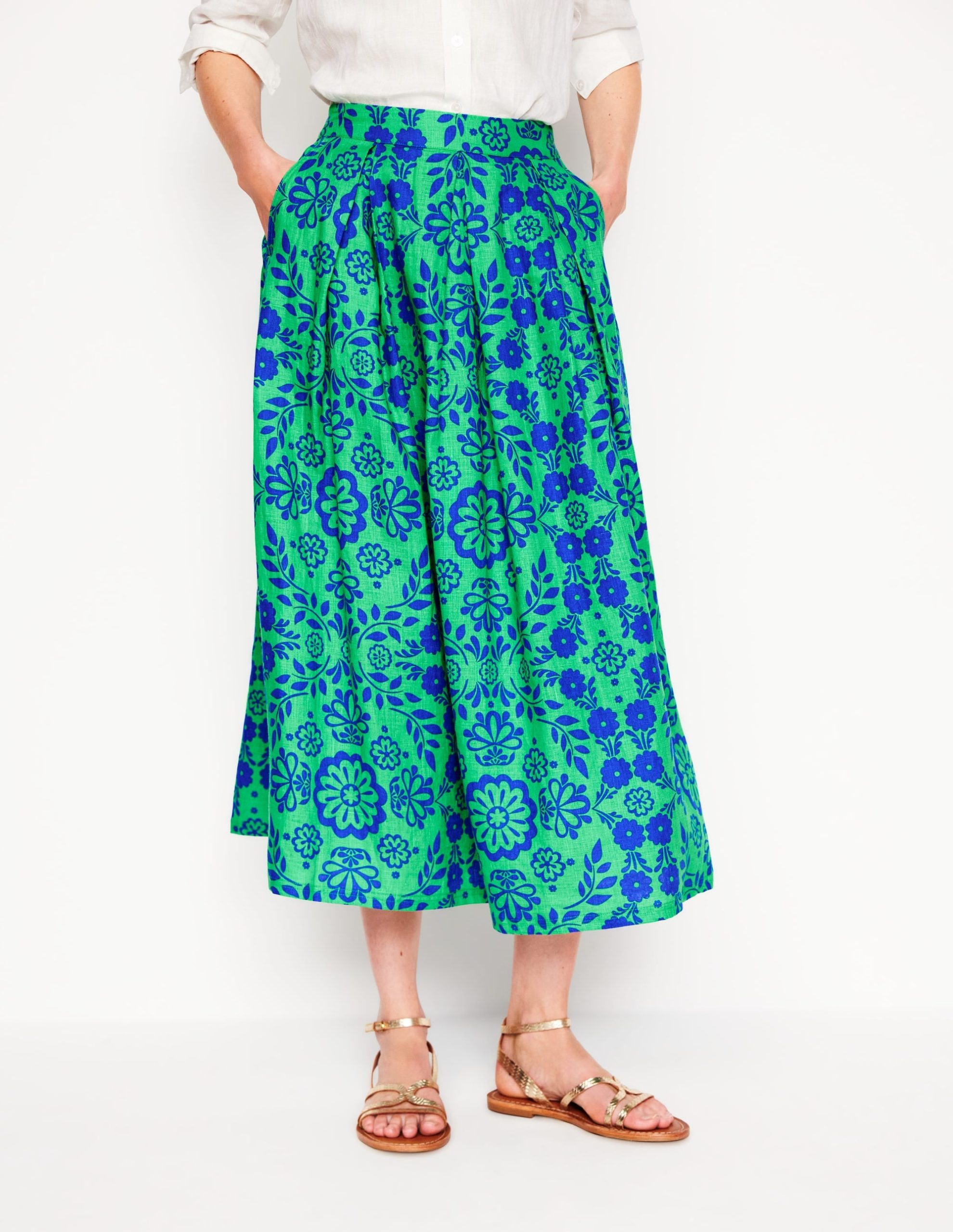 Verity Linen Midi Skirt-Structured Meadow Mono - Image 5