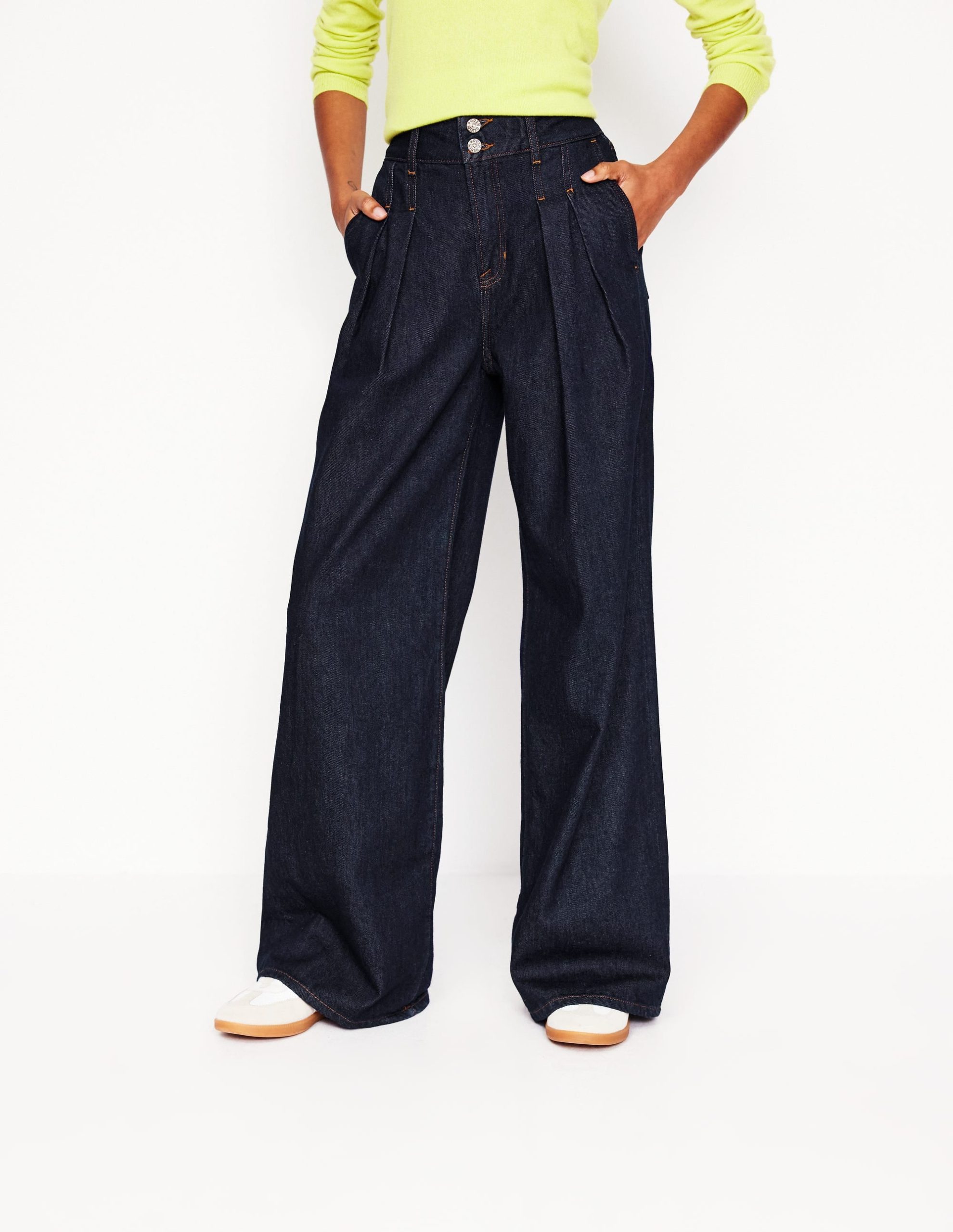 Mid Rise Fluid Denim Pants-Indigo Rinse - Image 3