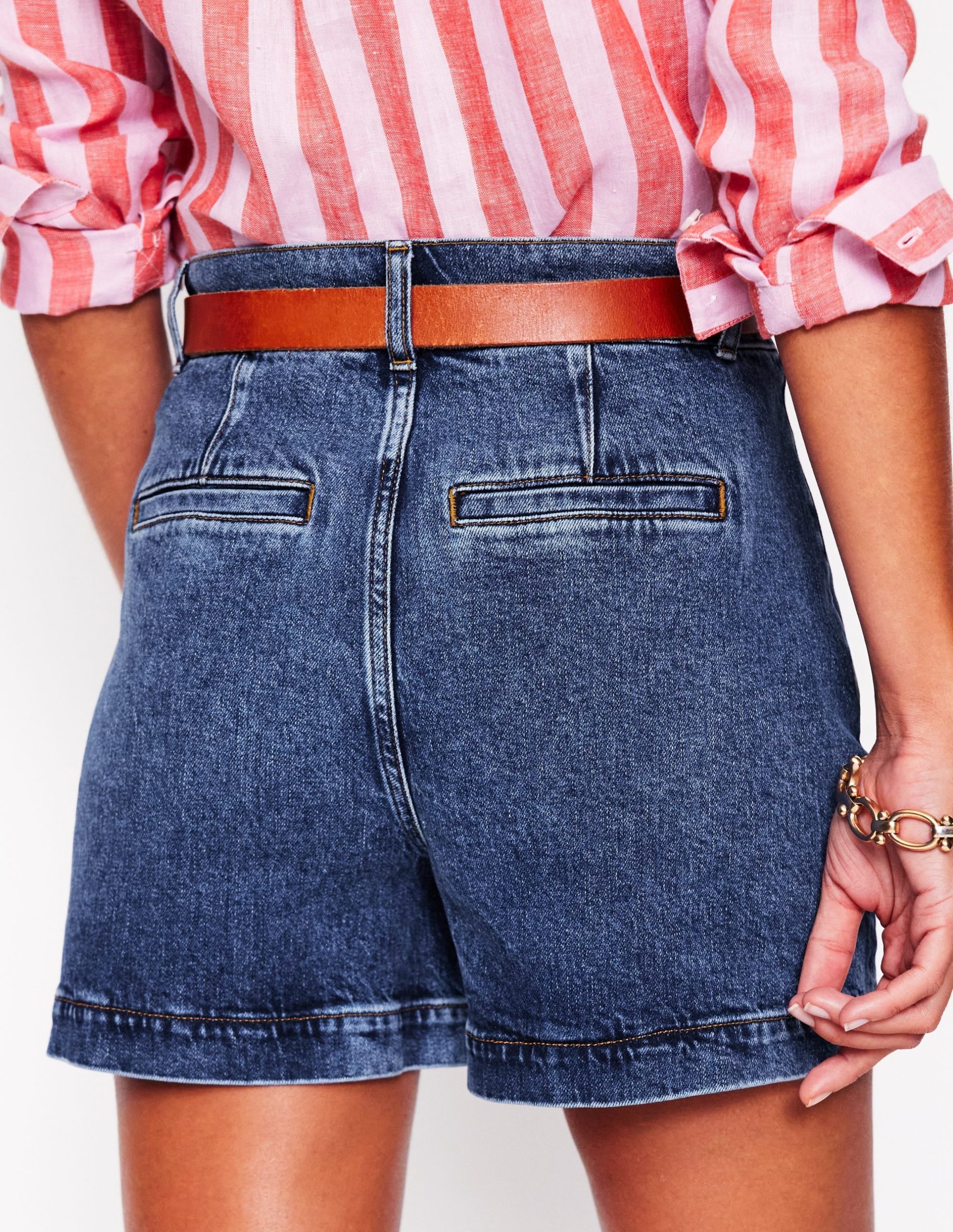 Pocket Front Denim Shorts-Mid Vintage - Image 3