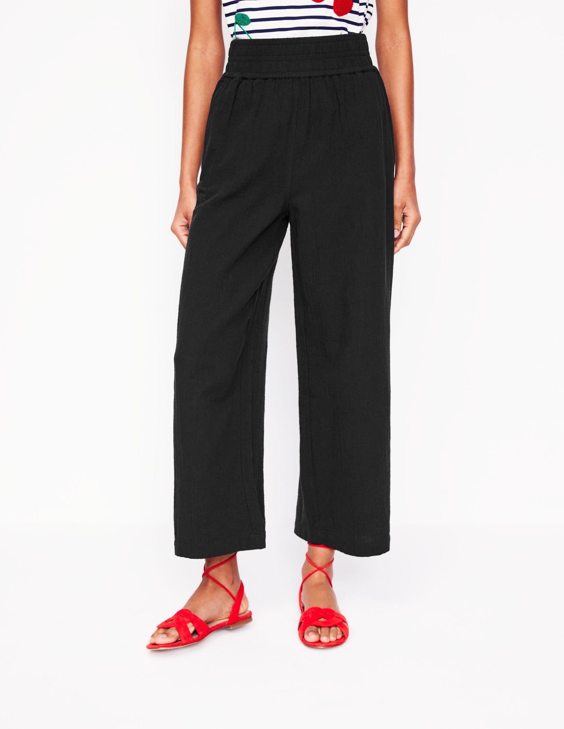 Cropped Double Cloth Pants-Black - Image 5