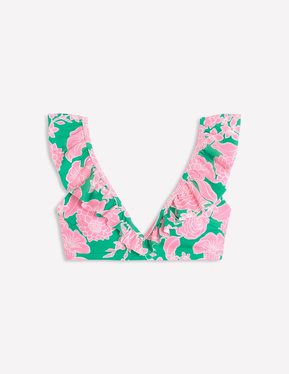 Evia Ruffle Bikini Top-Rich Emerald. Blossom Cascade - Image 6