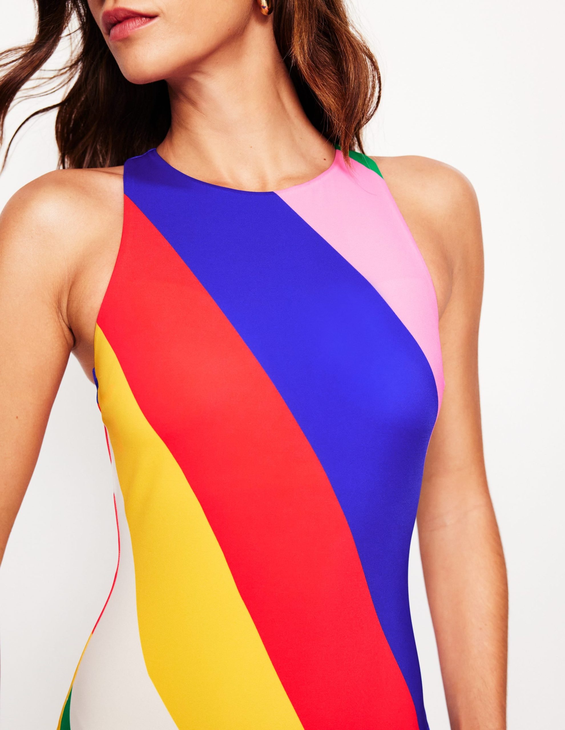 Piped Sporty Swimsuit-Multi. Rainbow Cascade - Image 5