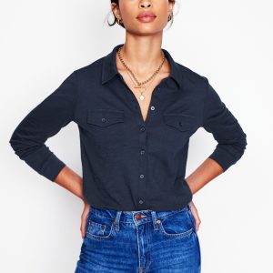 Amy Jersey Shirt-Navy