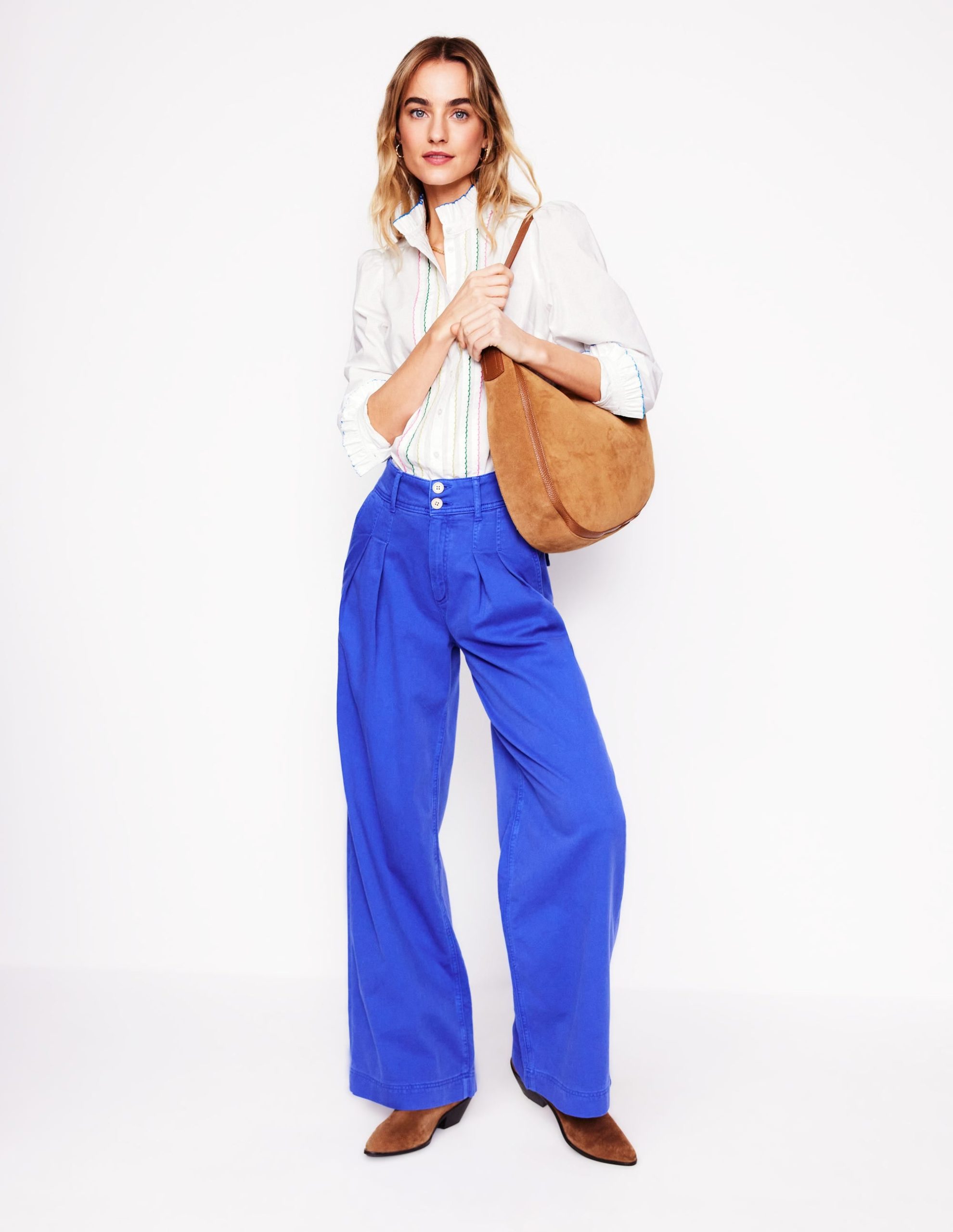 Felicity Cotton Blouse-White. Multi Stitch - Image 4