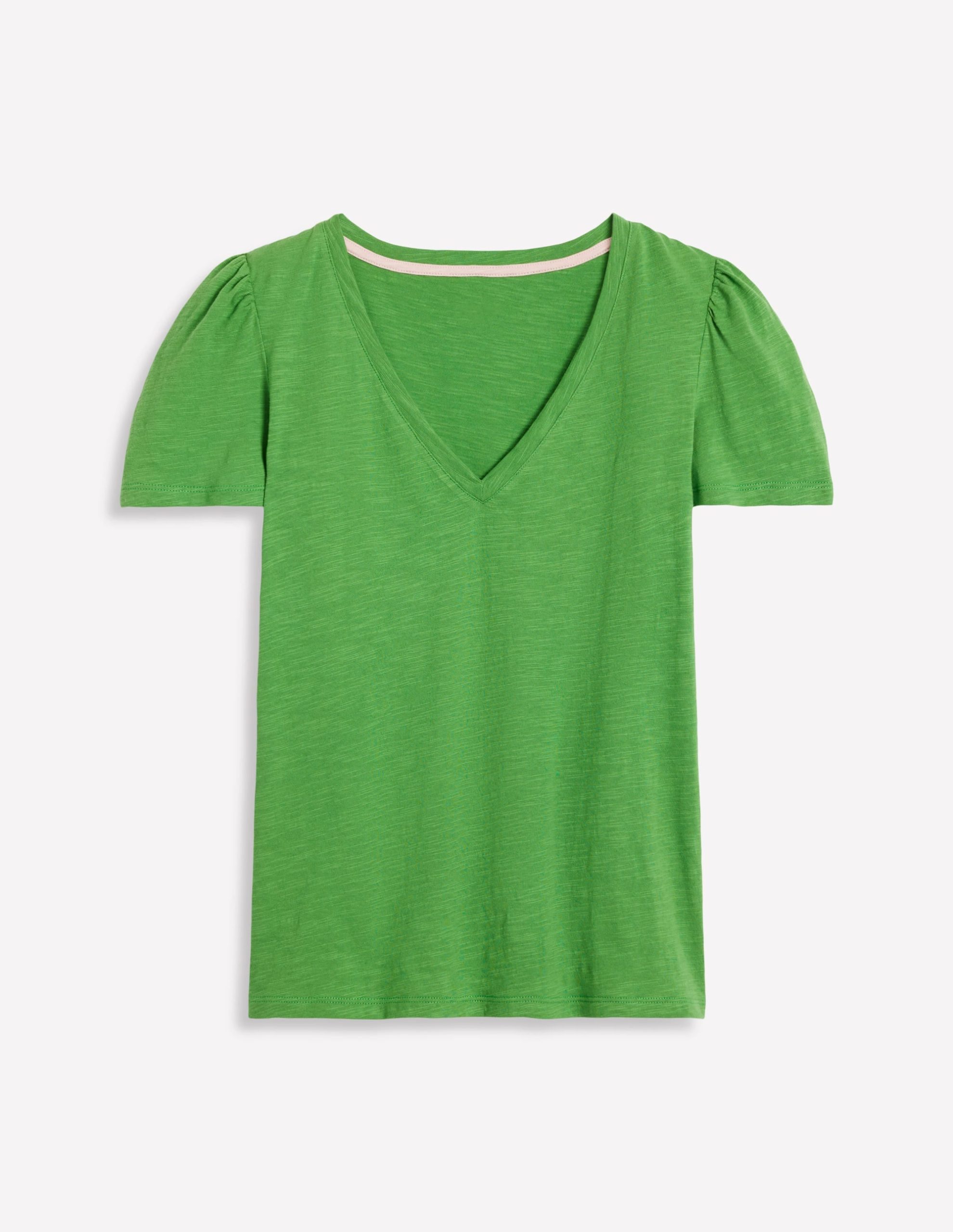 Short Sleeve V Neck T-shirt-Paradise Green - Image 5