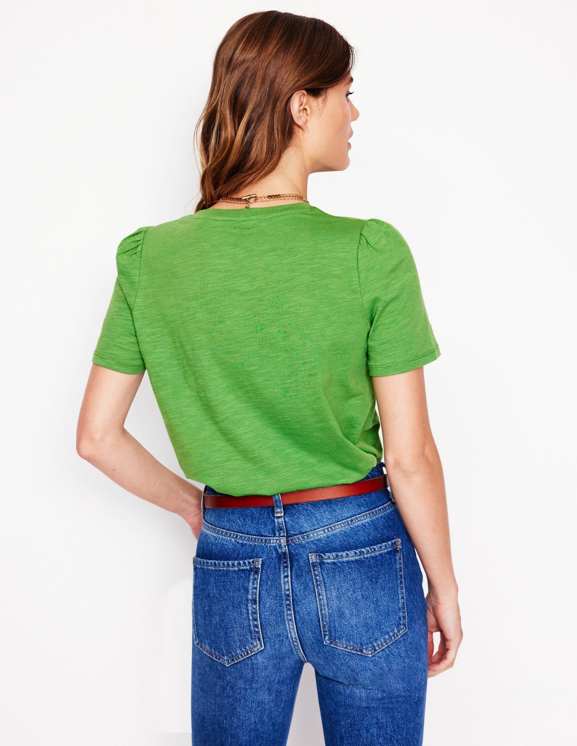 Short Sleeve V Neck T-shirt-Paradise Green - Image 3