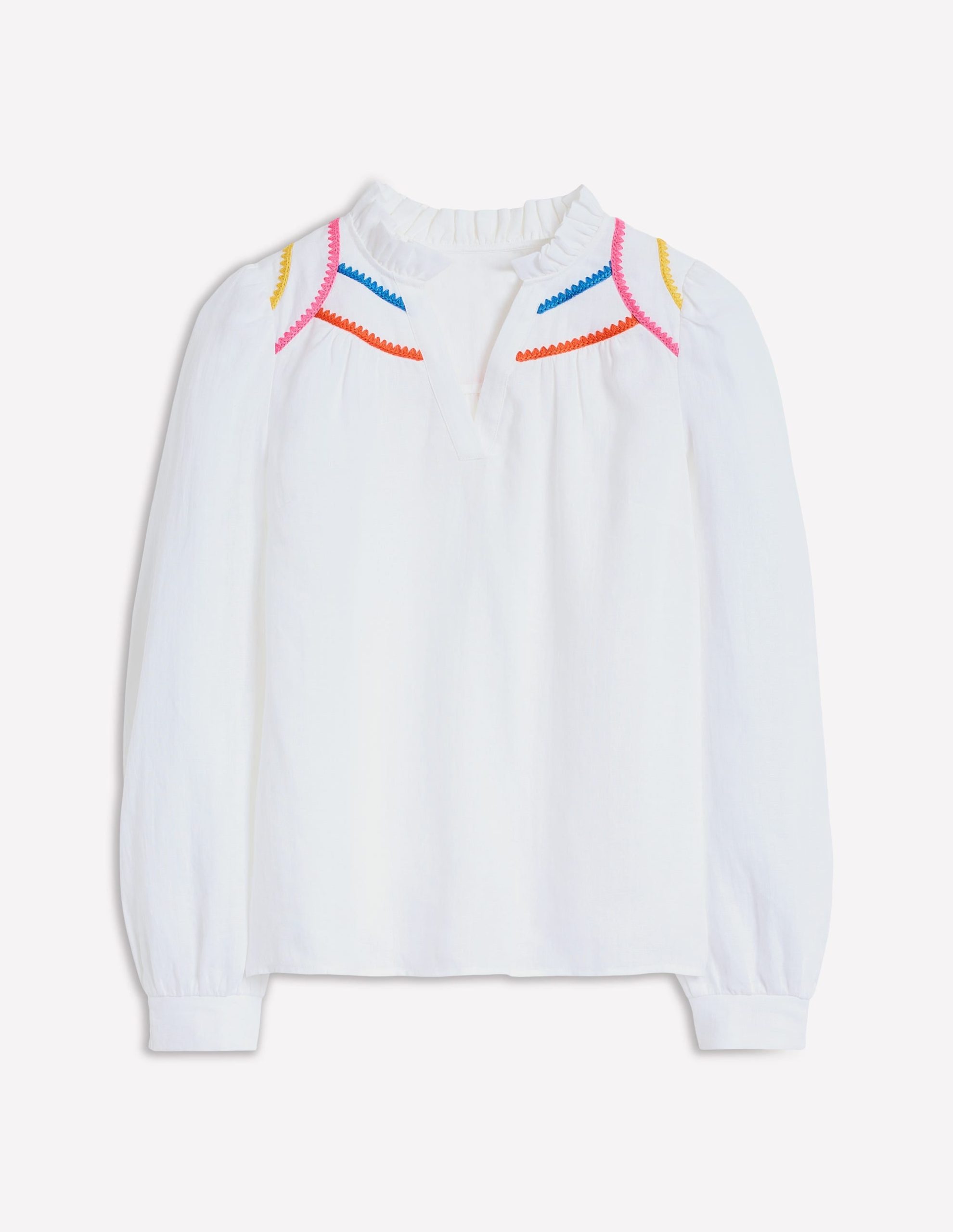 Grace Linen Top-White. Multi Stitch - Image 6