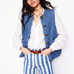 Denim Quilted Gilet-Mid Wash