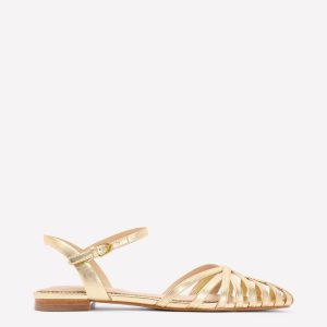 Multi Strap Pointed Sandals-Gold