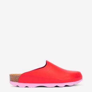 Lyla Colour Block Clogs-Post Box Red/Soft Pink