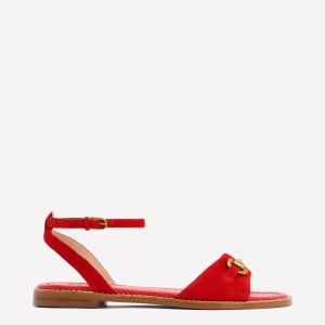 Iris Snaffle Flat Sandals-Post Box Red