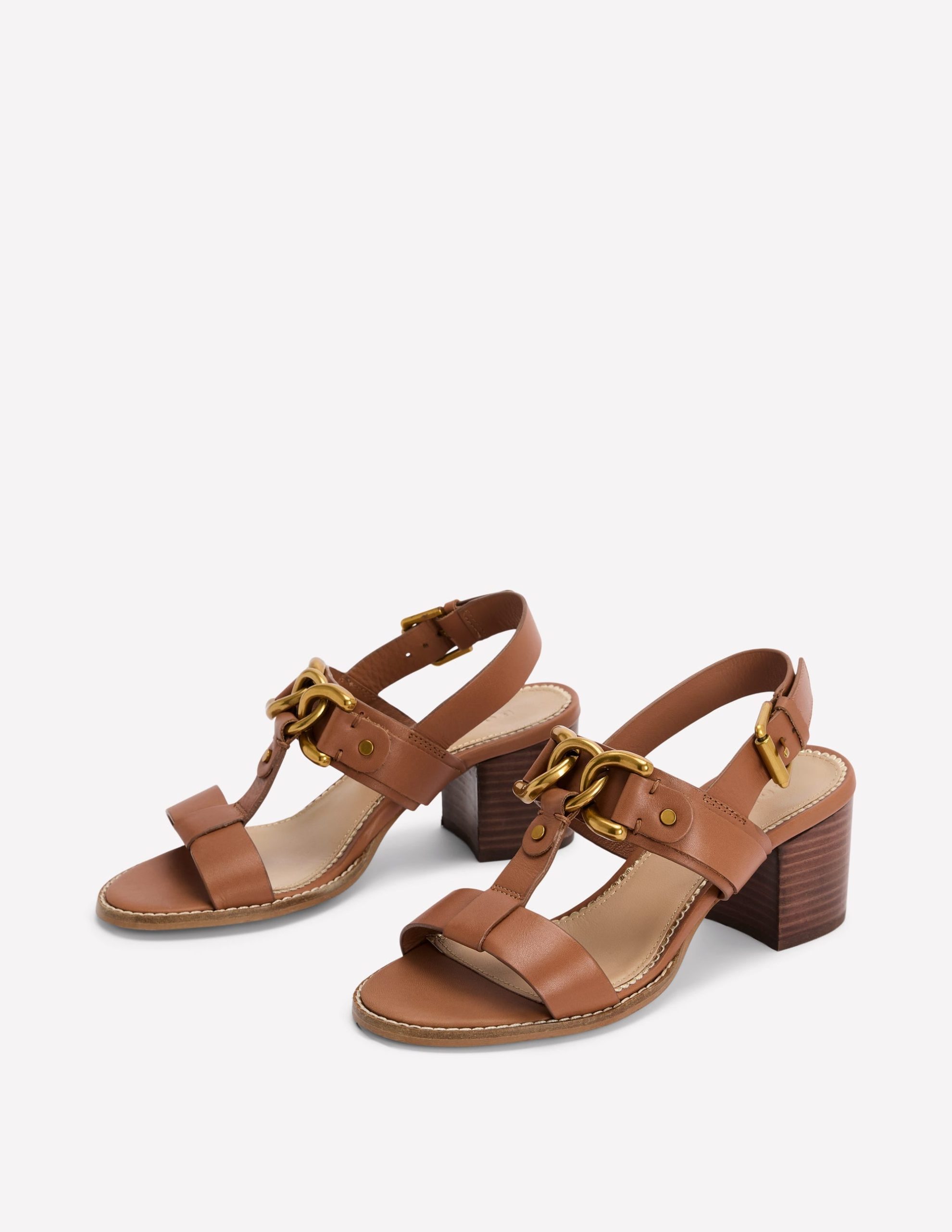Block Heel Hardware Sandals-Tan - Image 3