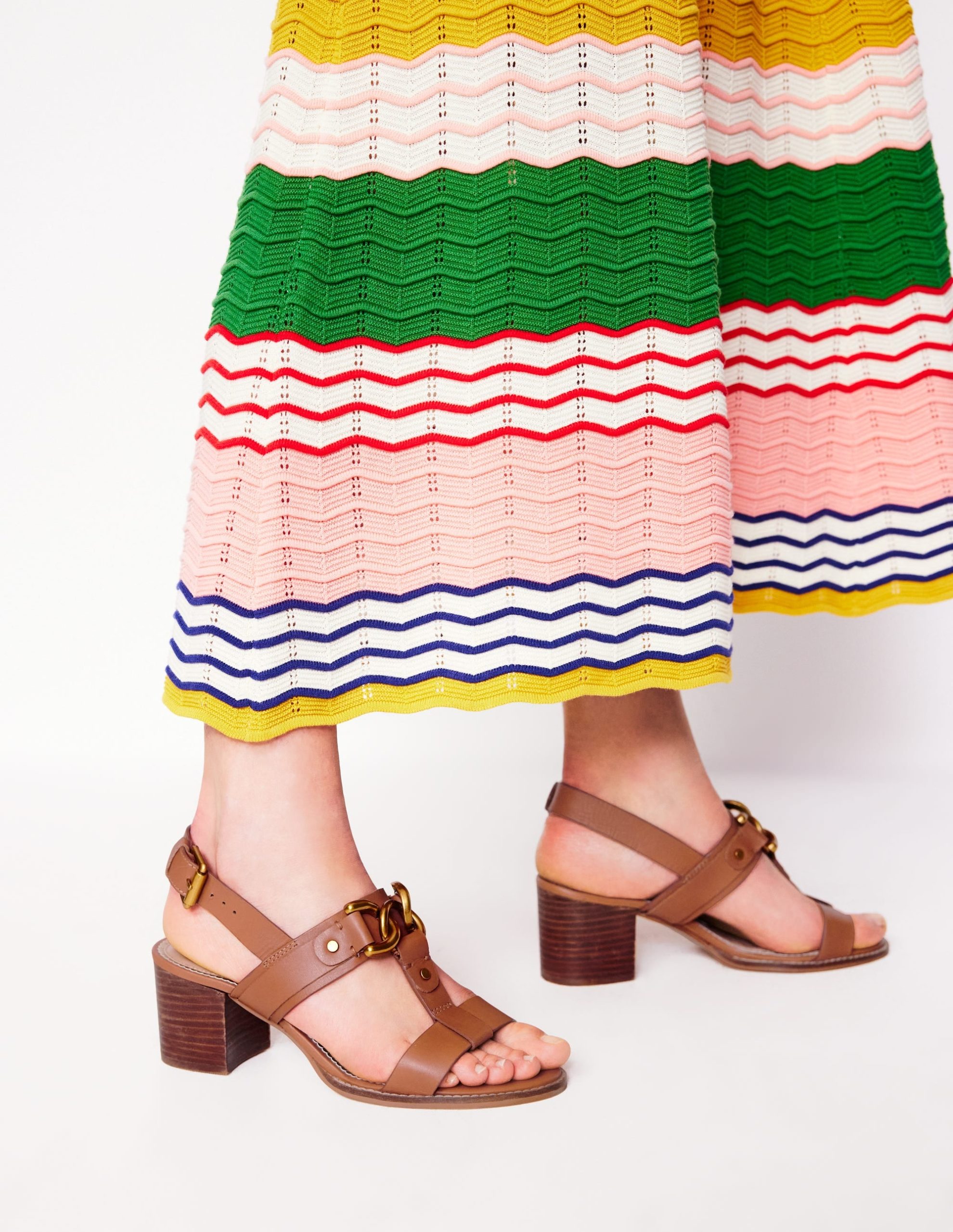 Block Heel Hardware Sandals-Tan - Image 2