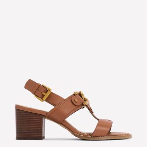Block Heel Hardware Sandals-Tan