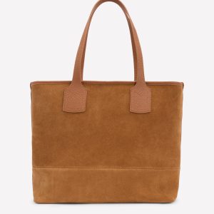 Suede Tote Bag-Tan