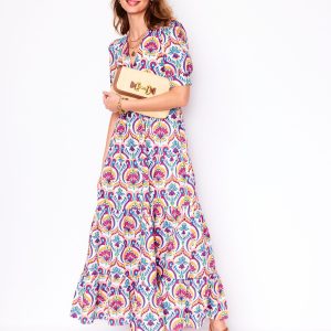 Bella Puff Sleeve Maxi Dress-Multi. Ornamental Floral