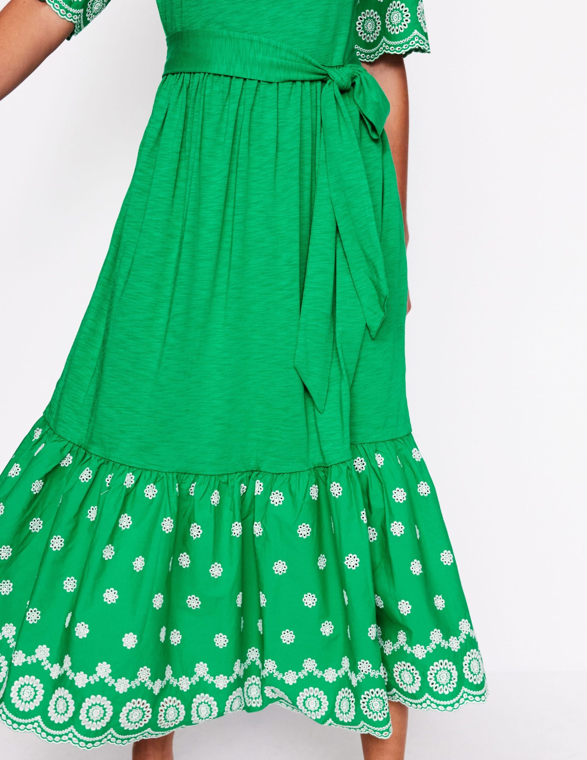 Isabel Broderie Mix maxi Dress-Rich Emerald - Image 2