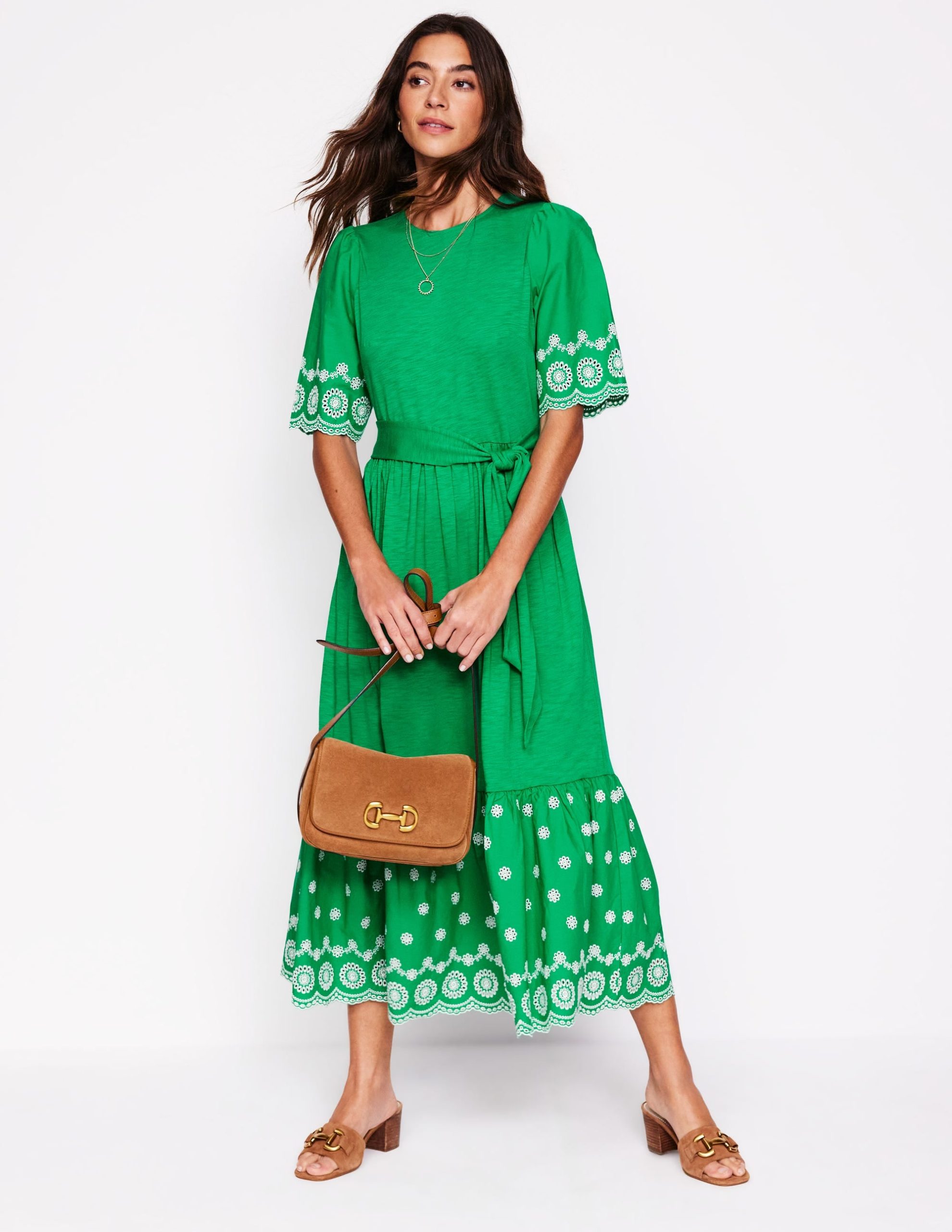 Isabel Broderie Mix maxi Dress-Rich Emerald - Image 4