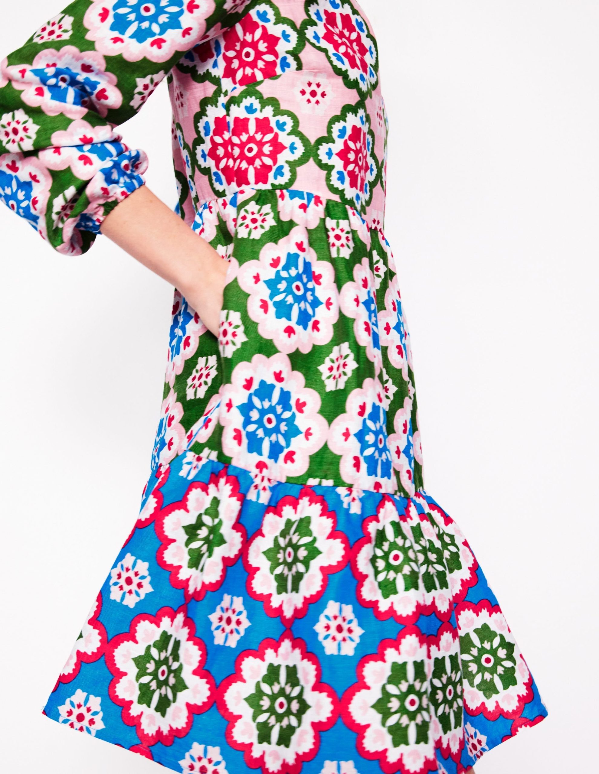 Esme Linen Mini Dress-Multi. Bloom Geo - Image 3