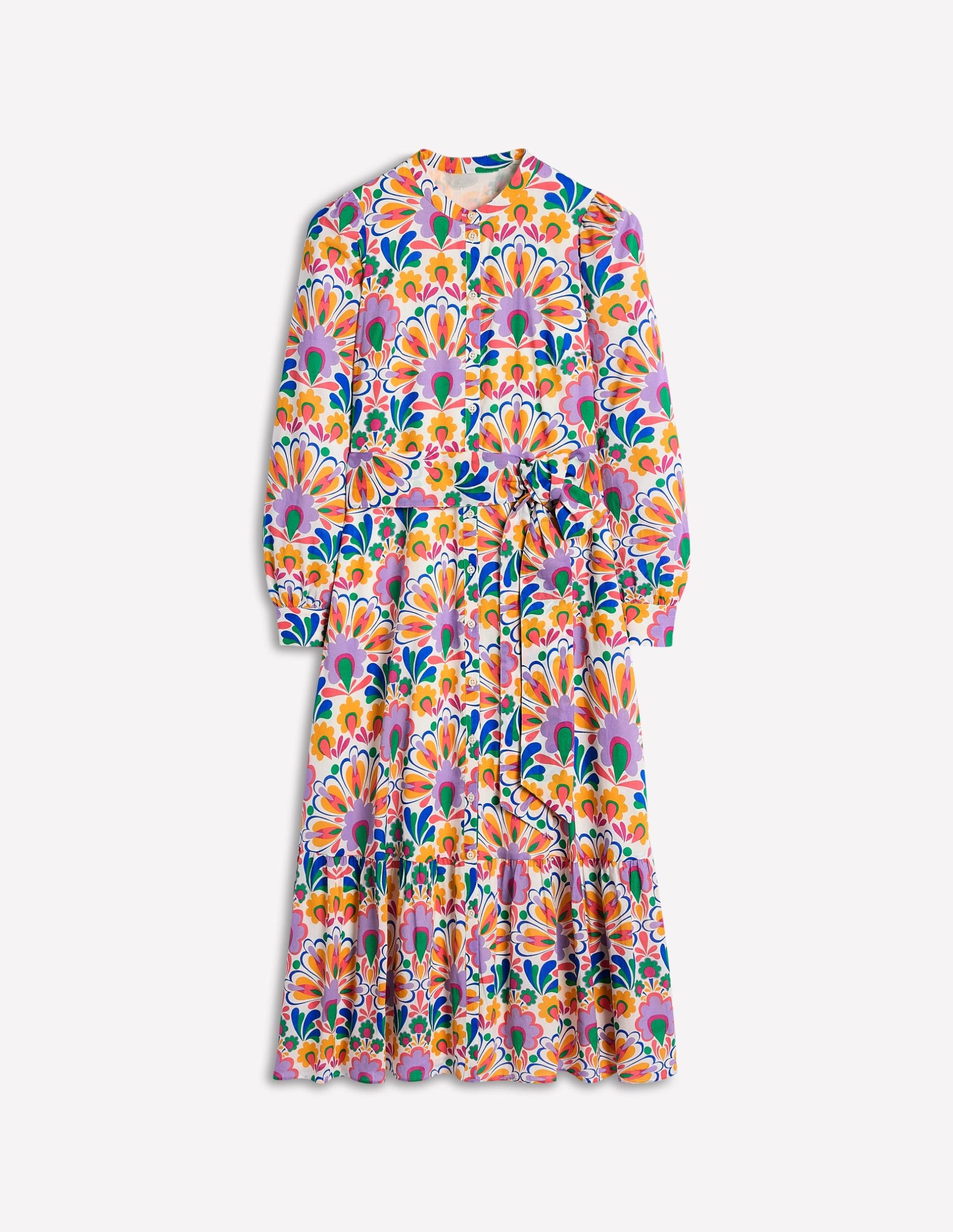 Mia Tiered Shirt Dress-Ivory. Decorative Dandelion - Image 7